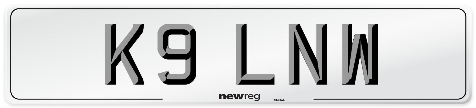 K9 LNW Number Plate from New Reg